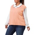 thumbnail image 5 of Agnes Orinda Women's Plus Size Sweater Vest Cable Knit Sweater Sleeveless Pullover Vests 3X Champagne, 5 of 7