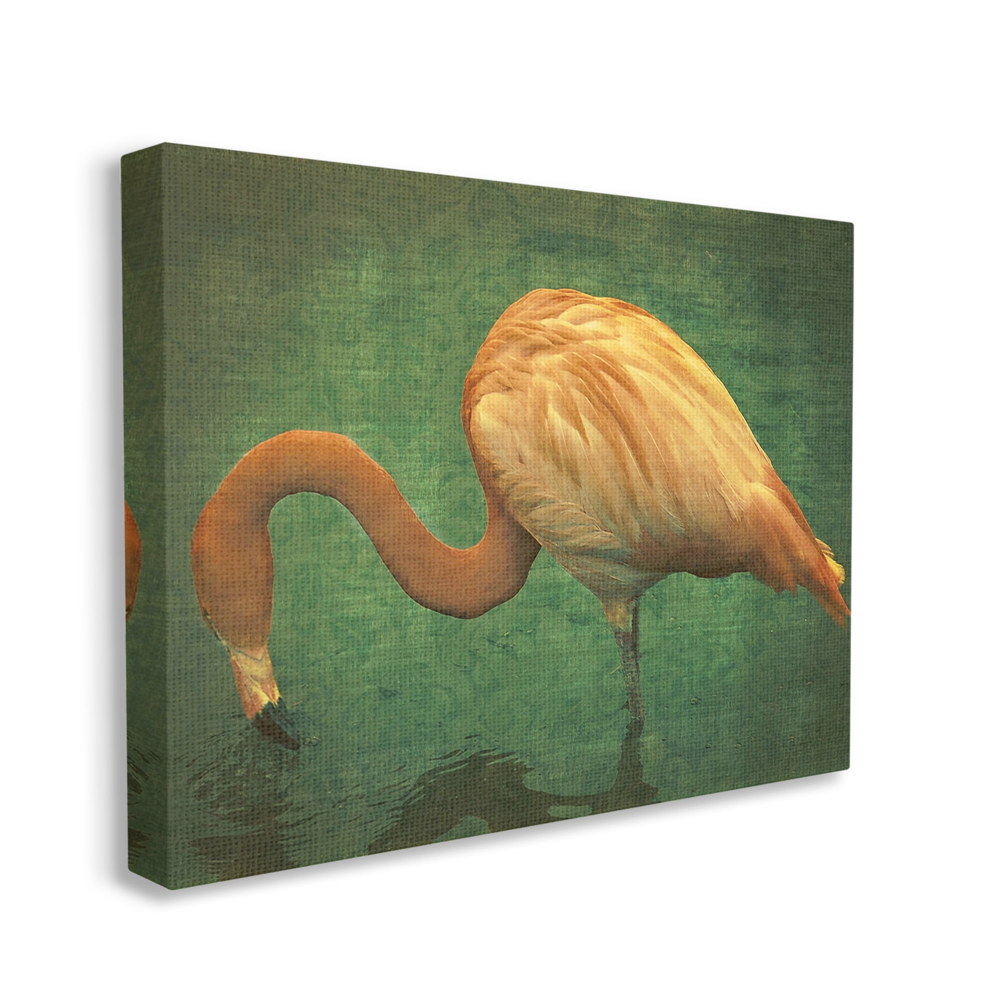 Stupell Industries Dark Flamingo in Pond Animals & Insects Painting Gallery Wrapped Canvas Art Print Wall Art, 20 x 16