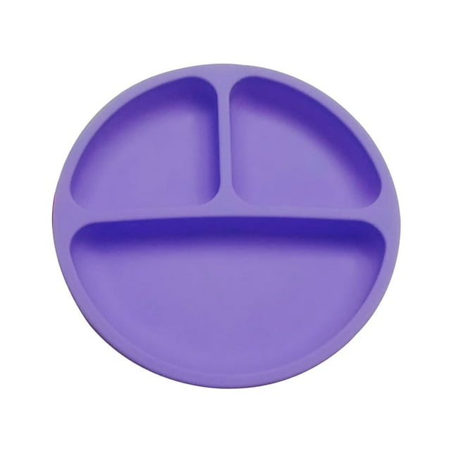 Kids Dish Meal Tray Children Silicone Food Plate Fruit Vegetable Baby Food Non-slip Tray Blue