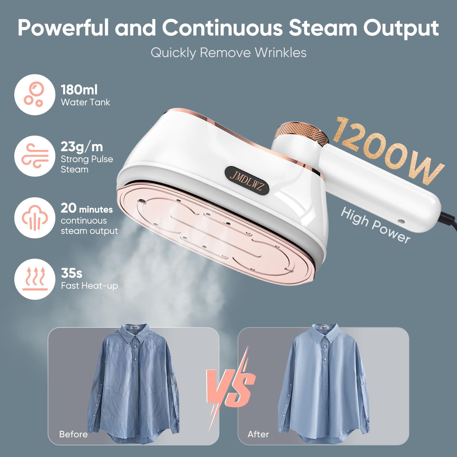 Travel Steamer Iron for Clothes Mini - Portable Ironing Machine Travel Small Size Portable Steamer Travel College Dorm Home Essentials Steamer for Clothes(White)