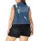 thumbnail image 3 of Chaleco de mezclilla sin mangas con botones para mujer de tallas grandes Agnes Orinda 4X azul rasgado, 3 of 7