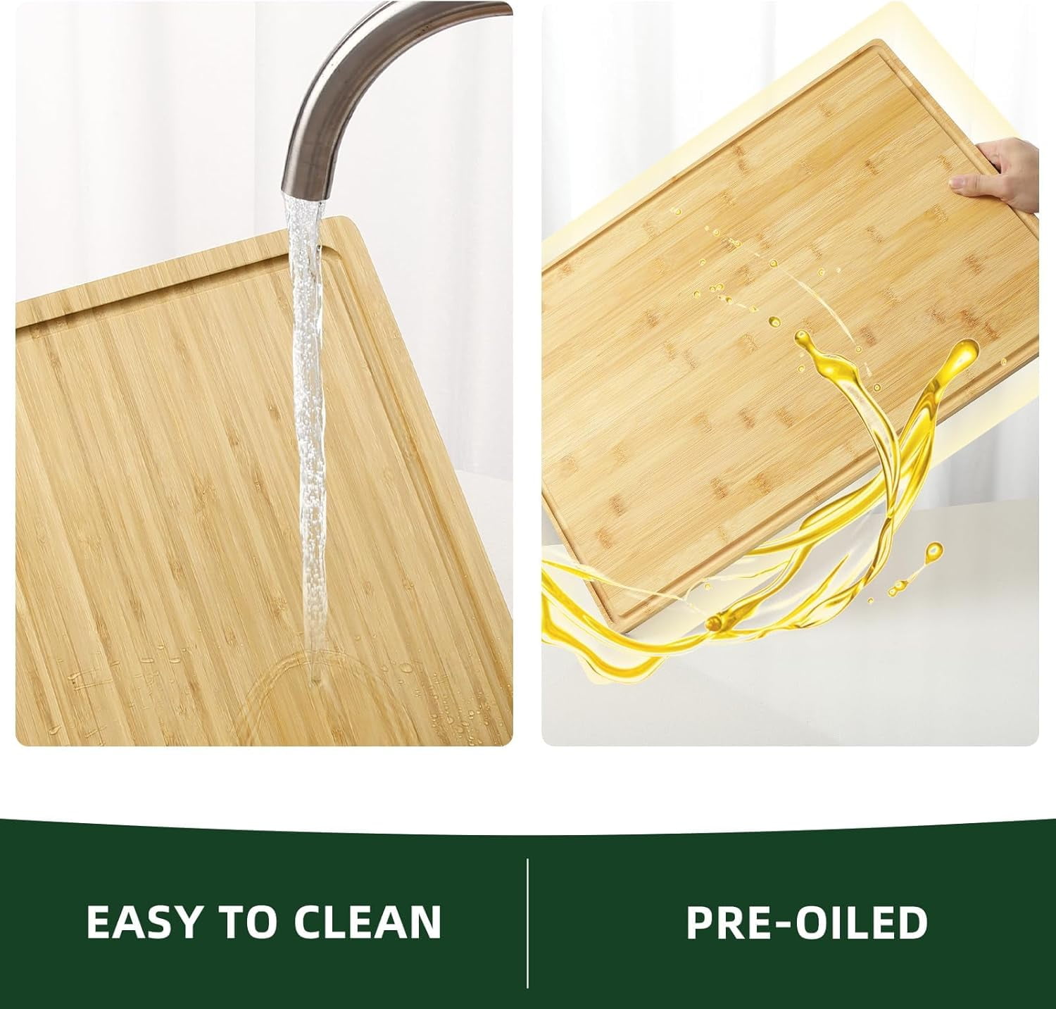 24 x 16 Inch Cutting Board for Kitchen,Extra Large Bamboo Cutting Board with Deep Juice Groove and Handle for Stove Top, Kitchen Chopping Boards for Meat Vegetables