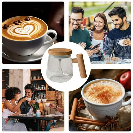 

Glass Stirring Coffee Cup Automatic Brewing Instant Coffee Milk Soy Milk Water Cup With Lid