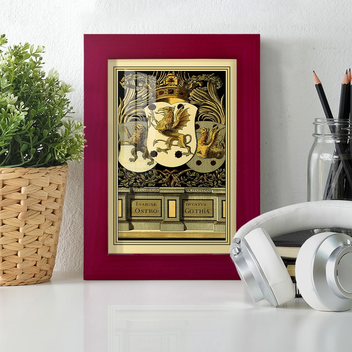 Family Crest II -Framed Print w/glass-Cherry Red