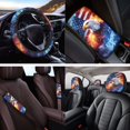 thumbnail image 4 of Jeiento Eagle Car Seat Covers Full Set of 14 USA Flag Steering Wheel Cover Armrest Cover Seatbelt Pads Cup Coasters Car Headrest Cover Keychain Interior Auto Accessory 4Th of July Decor, 4 of 7