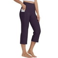 thumbnail image 3 of Clearance Sale! Yoga Pants for Women Capris Loose Wide Straight Leg Cropped Pants High Waist Tummy Control Capri Legging with Pockets Athletic Exercise Pants Purple M, 3 of 4