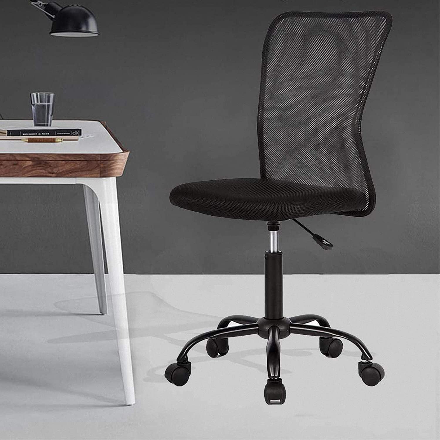 Office Chair No Arms Cheap Desk Chair with Wheels Mid Back Task Chairs