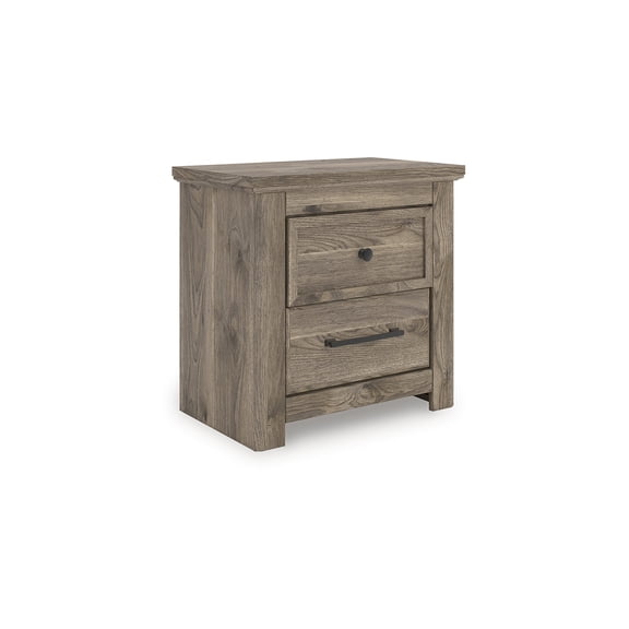 Signature Design by Ashley Stanziford Two Drawer Night Stand with USB Charging, Brown Hickory Finish