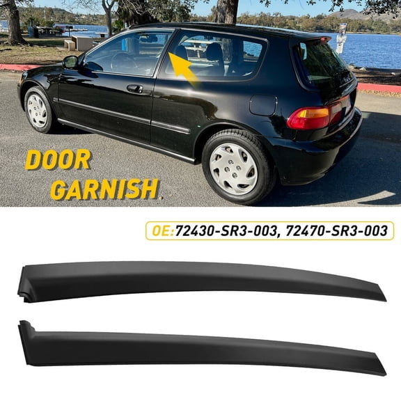 NURATIT Door Pillar Sash Garnish Left and Right Trim for Honda Civic 1992-1995 EG3 EJ1 EG5 EG4 EG6 Models Exterior Door Trim Pieces