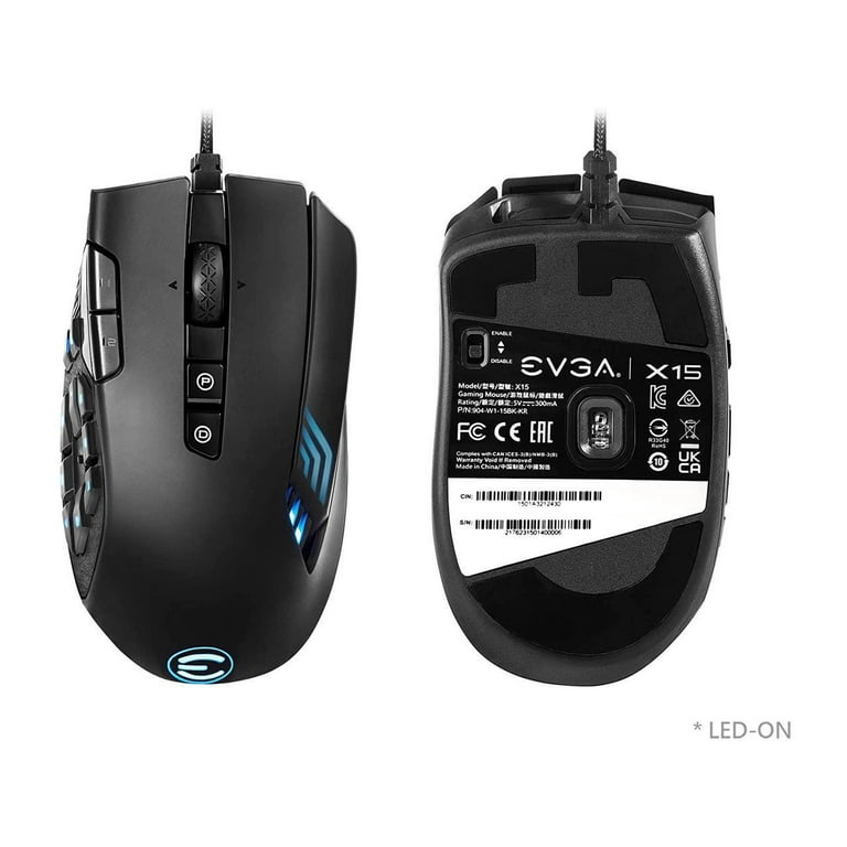 EVGA X15 Wired Gaming Mouse, 20 Programmable Buttons, 16000 DPI