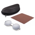 thumbnail image 3 of LotFancy Round Sunglasses for Women Female , Silver Mirrored, 55mm, 3 of 8