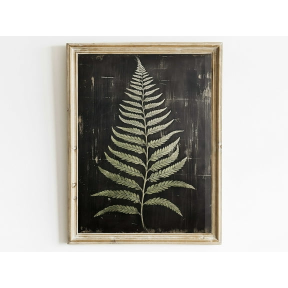 Fern Print, Fern Wall Art, Black Botanical Art, Rustic Home Decor, Black Wood Inspired Art, Plant Art Print, Vintage Wall Decor Wall Art, Modern Wall Decor, 8x12 UNFRAMED
