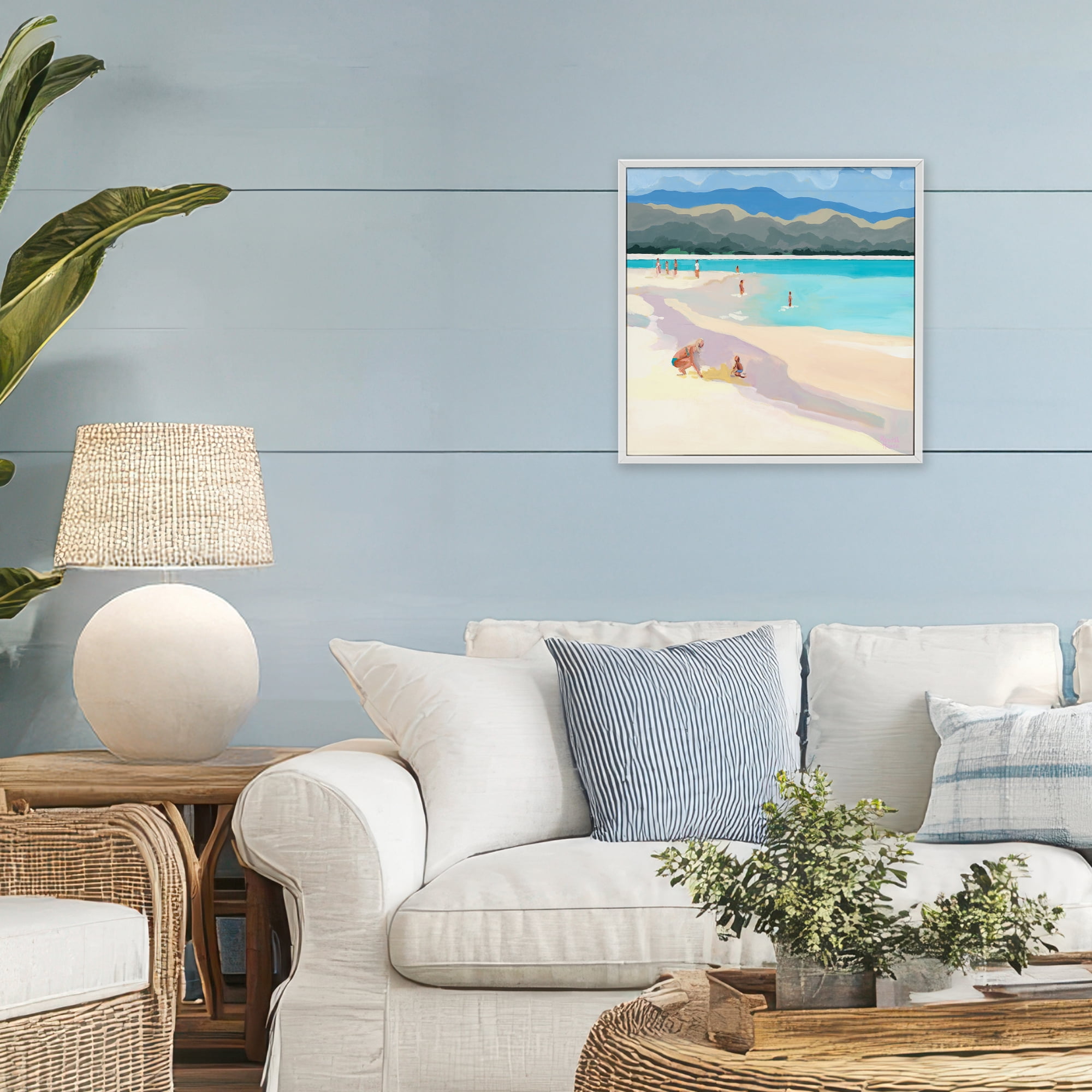 Stupell Industries Mother & Child Beach Scene White Framed Giclee Art, design by Meredith Howse