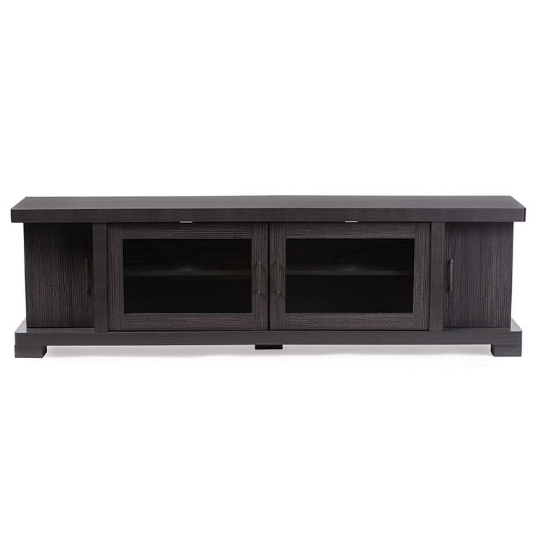 Baxton Studio Viveka 70-Inch Dark Brown Wood TV Cabinet with 2 Glass Doors and 2 Doors Baxton Studio Viveka 70-Inch Dark Brown Wood TV Cabinet with 2 Glass Doors and 2 Doors