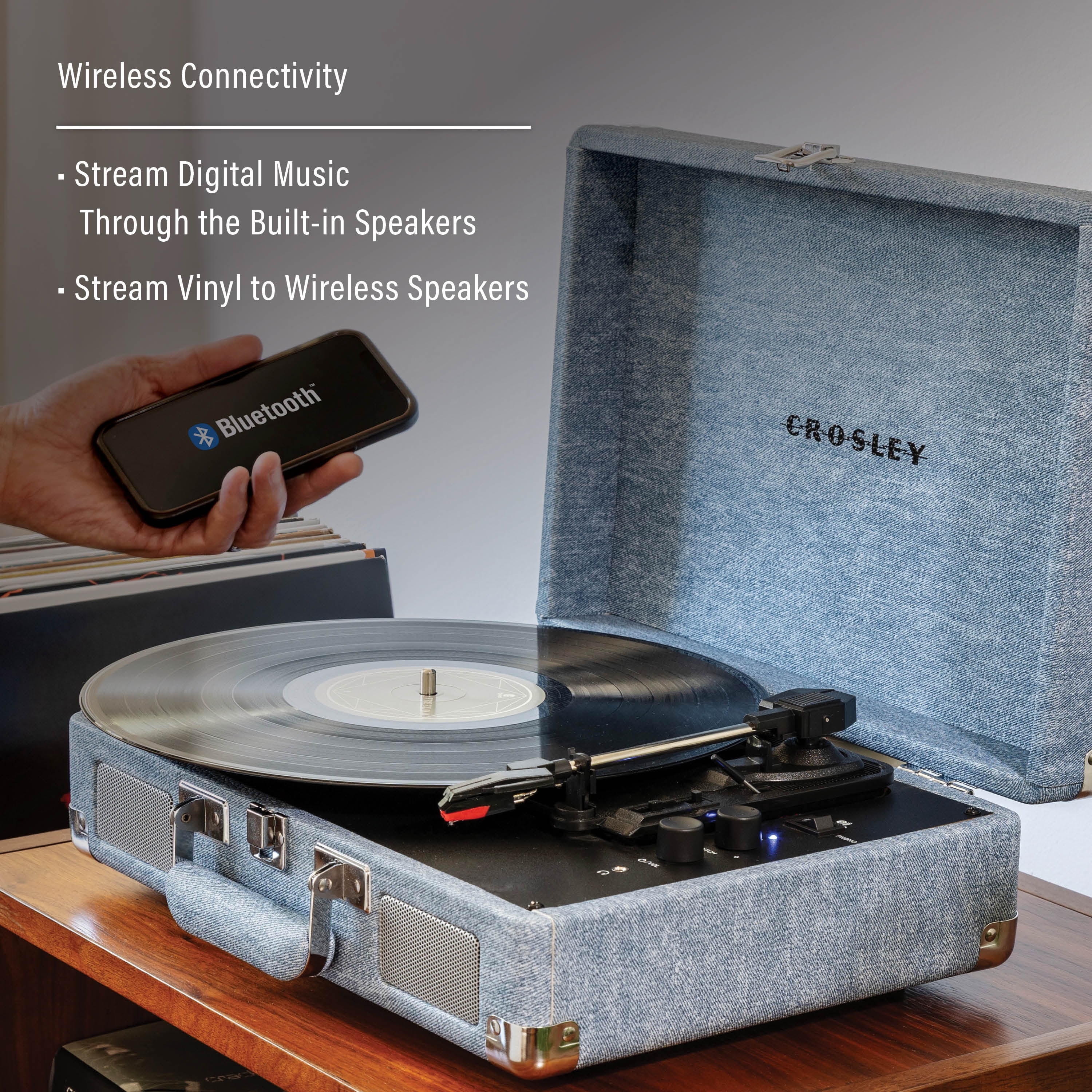 Crosley Cruiser Plus Vinyl Record Player with Speakers and Wireless Bluetooth - Audio Turntables