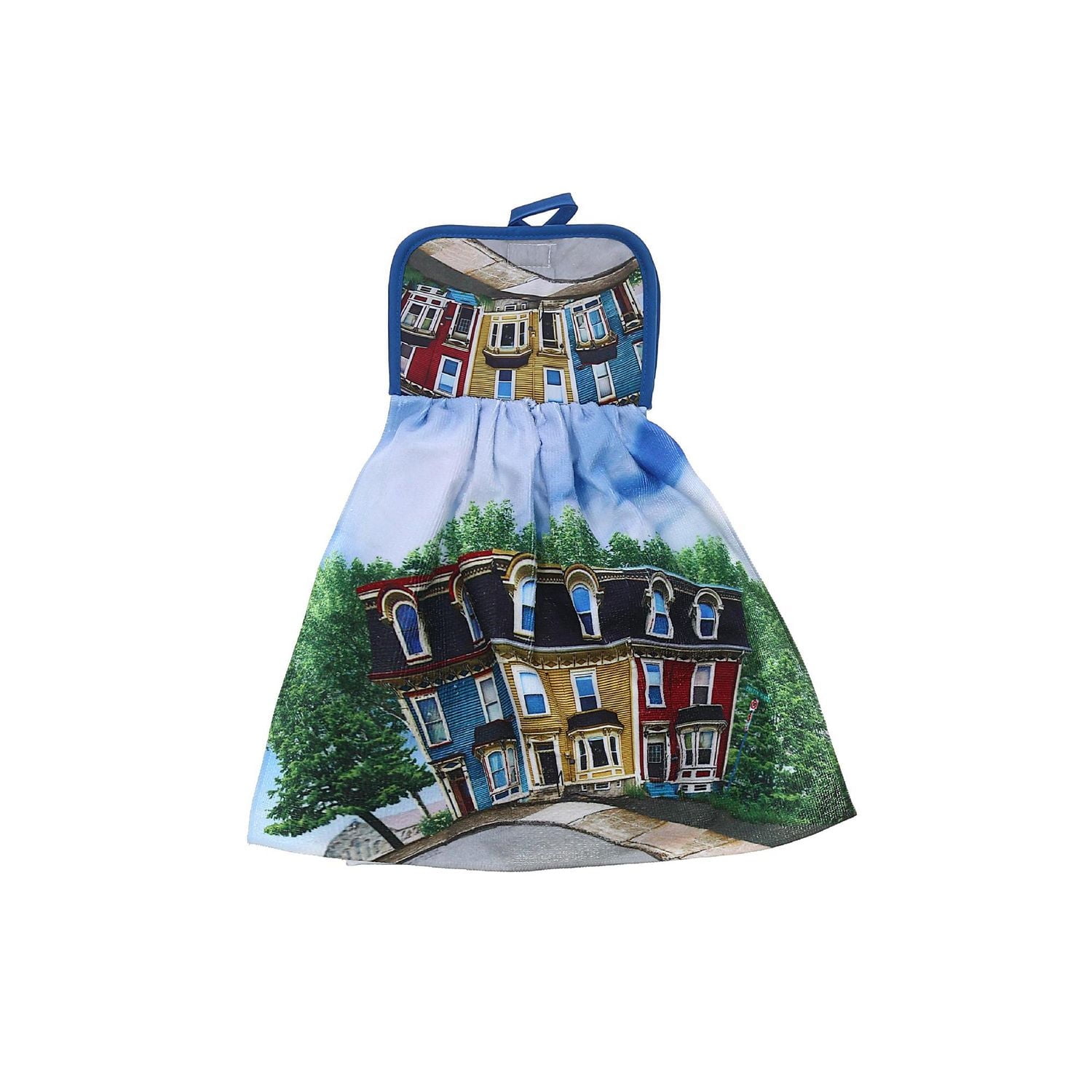 IH Casa Decor Microfibre Tie Hand Towel Whimsical Rowhouse - Set of 2