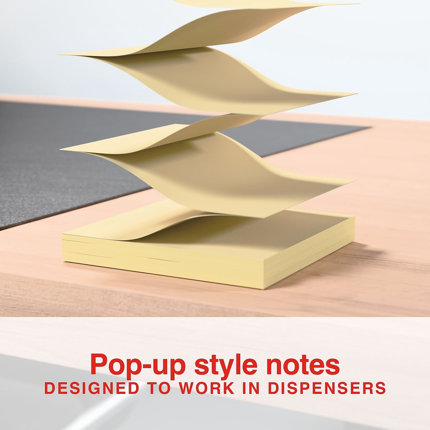 Staples Recycled Pop-up Sticky Notes 3" x 3" Sunshine Collection 100 Sheets/Pad 36 Pads/Pack