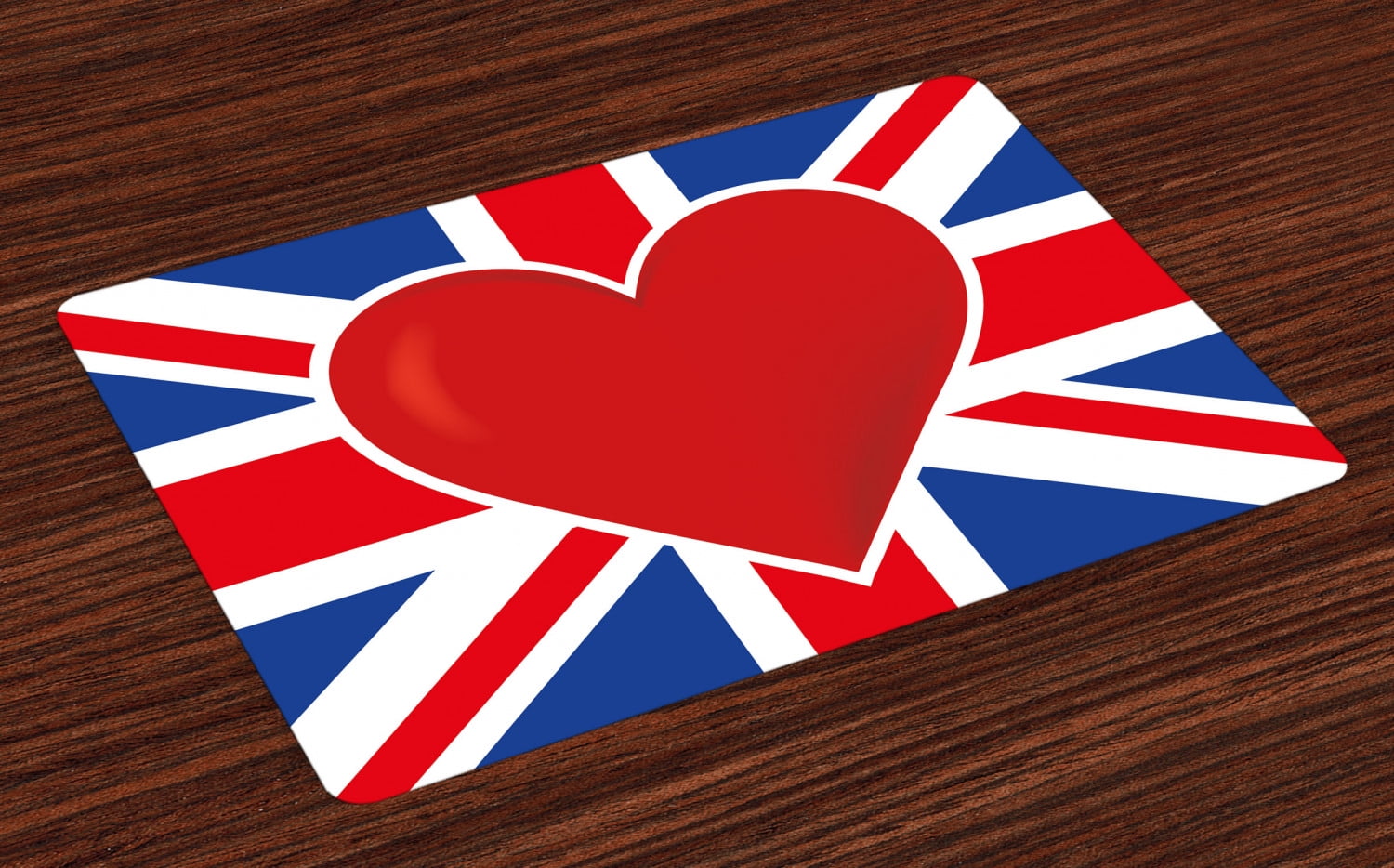 Union Jack Placemats Set of 4 British Flag with a Big Red Heart in