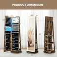 thumbnail image 3 of Costway 360° Swivel Jewelry Cabinet Organizer 3-Color LED Mirror with Built-in Lights Coffee, 3 of 10