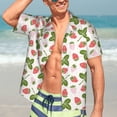thumbnail image 7 of Gukieu Strawberry Floral Print Men's Short-sleeved Shirts, Button-down Lapel Hawaiian Shirts, T-shirts, Beach Vacation Summer Casual Wear,XX-Large, 7 of 7