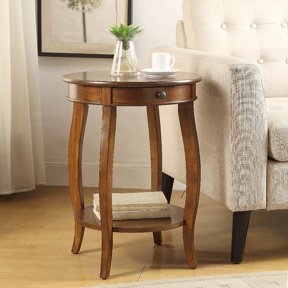 Walnut End Table with 1-Drawer & Versatile Design