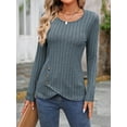 thumbnail image 6 of Eternatastic Women's Round Neck Pullover Sweater Knit Blouse Soft Long Sleeve Shirt Tops Slim Fit Blouses Pullover, 6 of 7