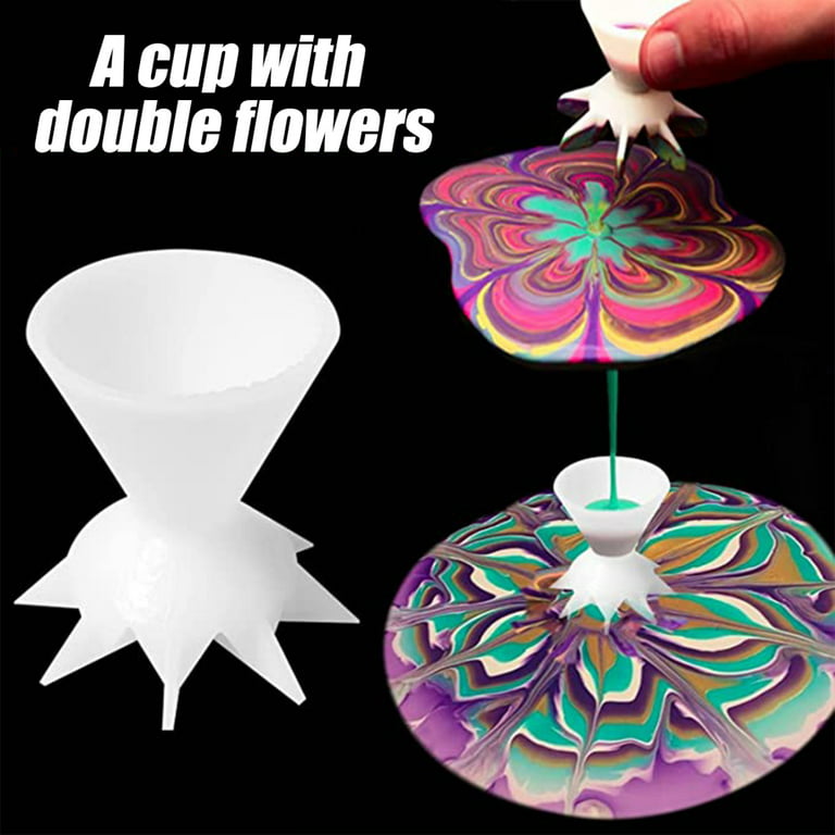 Paint Pouring Split Cup for Acrylic Painting Pouring Mini 7-Leg Funnel  Split Cup Flower Pattern Painting Tools DIY Making Pour Painting Supplies  Reusable Easy to Use 2pcs 