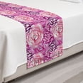 thumbnail image 2 of Flower Bed Runner, Print of Rose Bloom Petals Blossom Summer Vintage Romantic Divine Foliage, Decorative Accent Bedding Scarf for Hotels Homes and Guestrooms, Twin, Rose Fuchsia Magenta, by Ambesonne, 2 of 2
