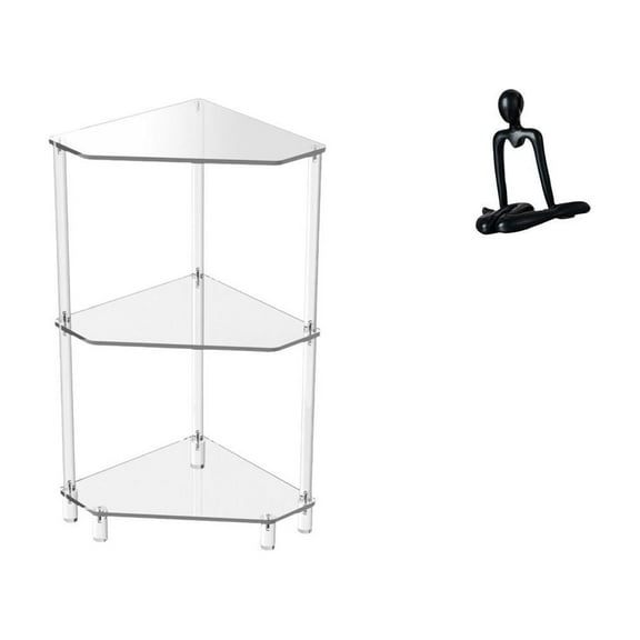 jicheng Modern Abstract Corner Table with Thinker Sculpture 3 Tier Easy Clean End Table Shelf Stand for Kitchen Bedroom Living Room Decor