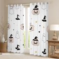 thumbnail image 2 of Homewish Halloween Pastel Striped Pumpkin Kitchen Curtains for Girls, Bow Ghost Witch Hat Black Out Curtains Pack of 2 (42x63 Each), Pink White Gold, 2 of 5