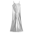 thumbnail image 5 of YIZYIF Kids Girls Shiny Metallic Gymnastics Jumpsuit Adjustable Straps Bell-Bottomed Full Bodysuit Dancewear Silver 16, 5 of 7