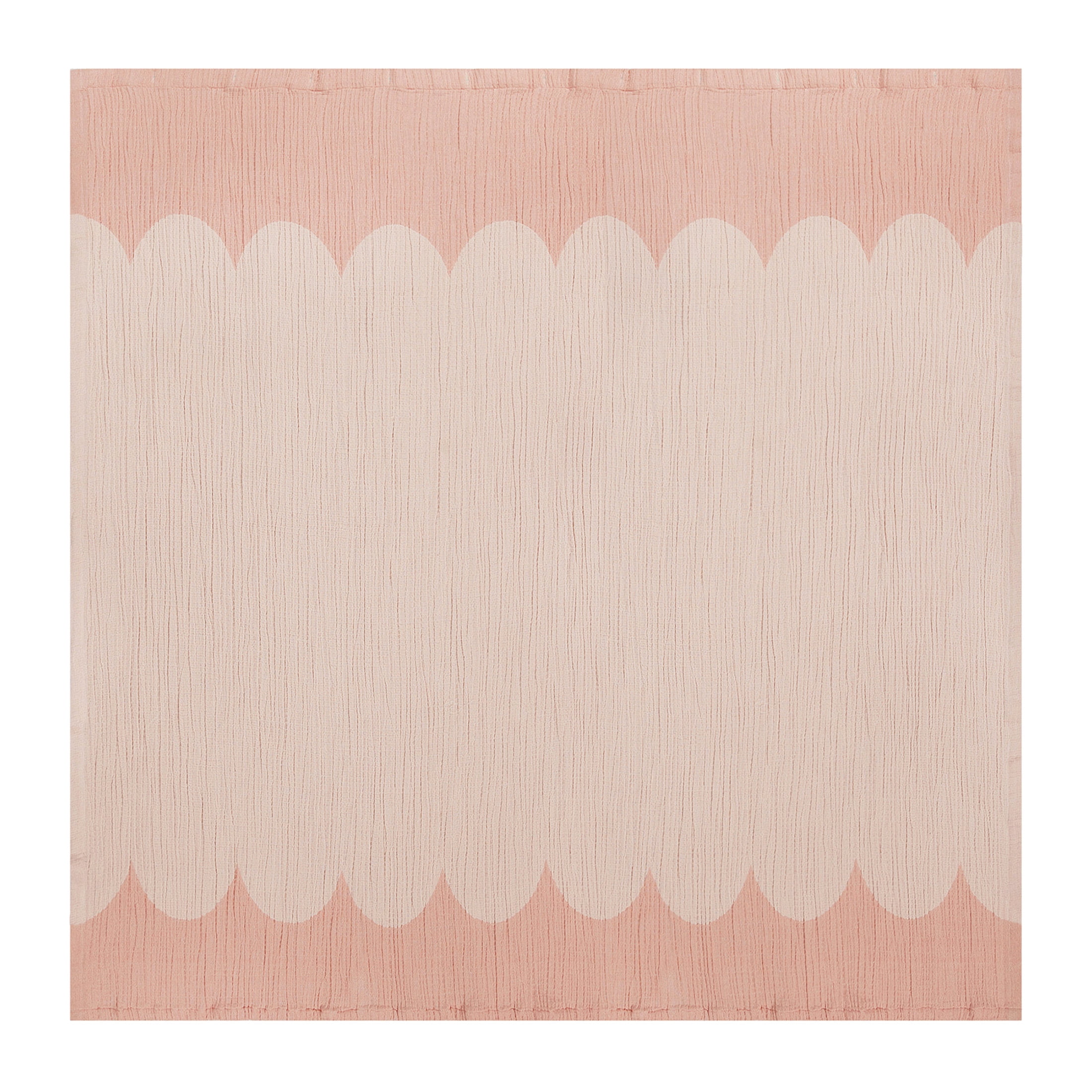 Beautiful by Drew Barrymore Rose Pink Scallop Gauze Shower Curtain, 100% Cotton, 72 in x 72 in