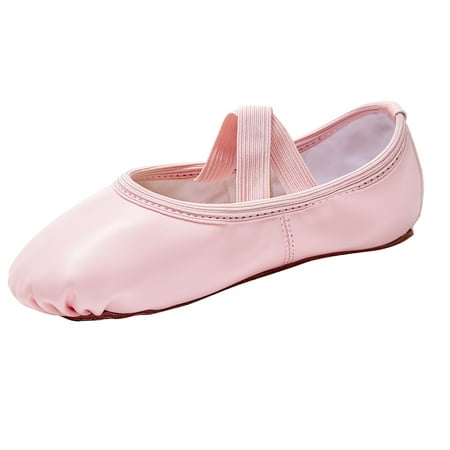 

Stelle Girls Leather Ballet Dance Shoes for Toddler/Little Kid/Big Kid/Boy Full Sole No-Tie Balletrina Gymnastics Ballet Slippers Pink
