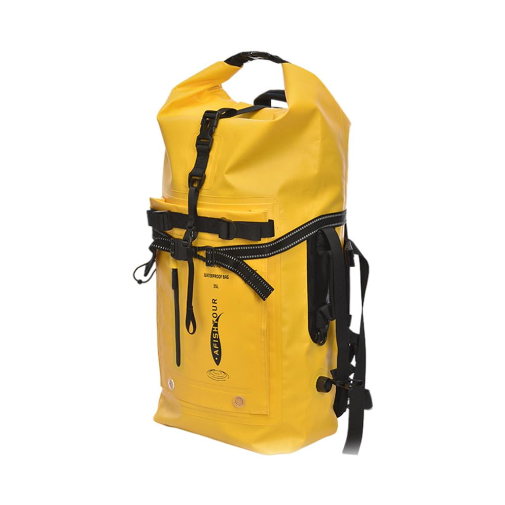 Almencla 35L Men Waterproof Dry Bag Backpack for Water Sport Kayaking Beach Yellow