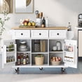 thumbnail image 1 of K&K White Kitchen Cart with Drop-Leaf & Storage - Rolling Island, 1 of 8