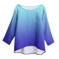thumbnail image 4 of Kaemgyyd 3/4 Length Sleeve Tops for Women Casual Loose Fit Gradient Shirts Fashion Crew Neck Blouse Fall Clothing S-XXL, 4 of 7