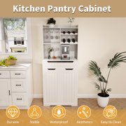 70 Buffet Cabinet with Hutch, Modern Farmhouse Sideboard with 2 Drawers & Barn Doors, Kitchen Storage Buffet for Dining Room, Coffee Bar Station,White