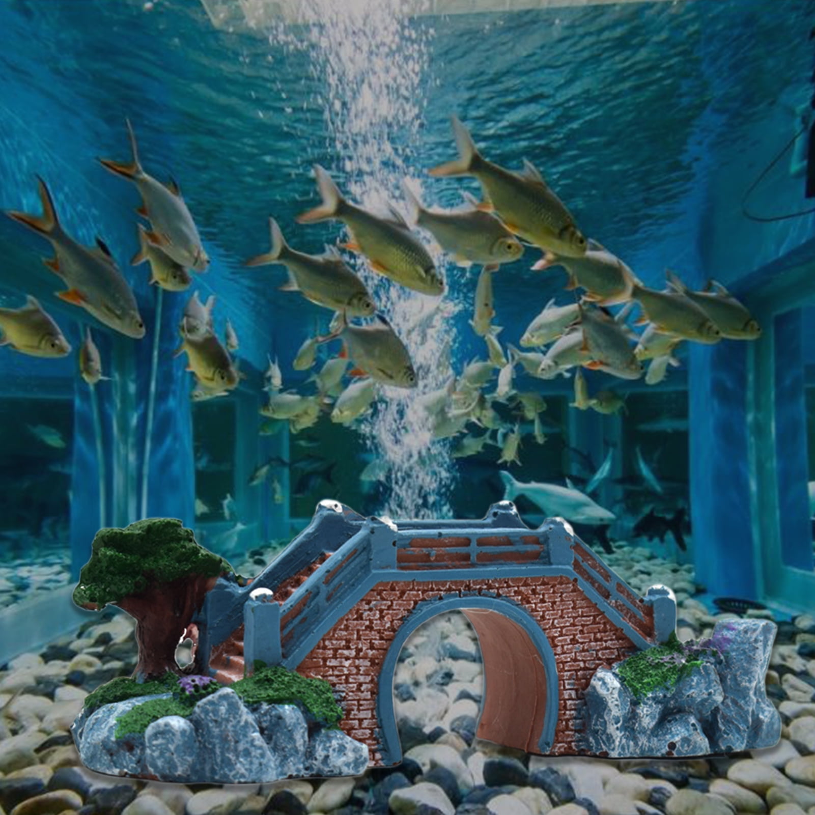 Romote Fish Tank Resin Bridge Decorations Ancient Landscape Scenery Aquarium Fish Tank Ornaments Landscape Aquarium Accessories 