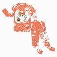 thumbnail image 2 of TOWED22 Girls Boys Halloween Pajamas Big Boys Pjs Set Pumpkin Ghost Graphic Long Sleeve and Pants Jammies 2 Piece Boys Sleepwear Lounge Clothe(Orange,2-3 Y), 2 of 8