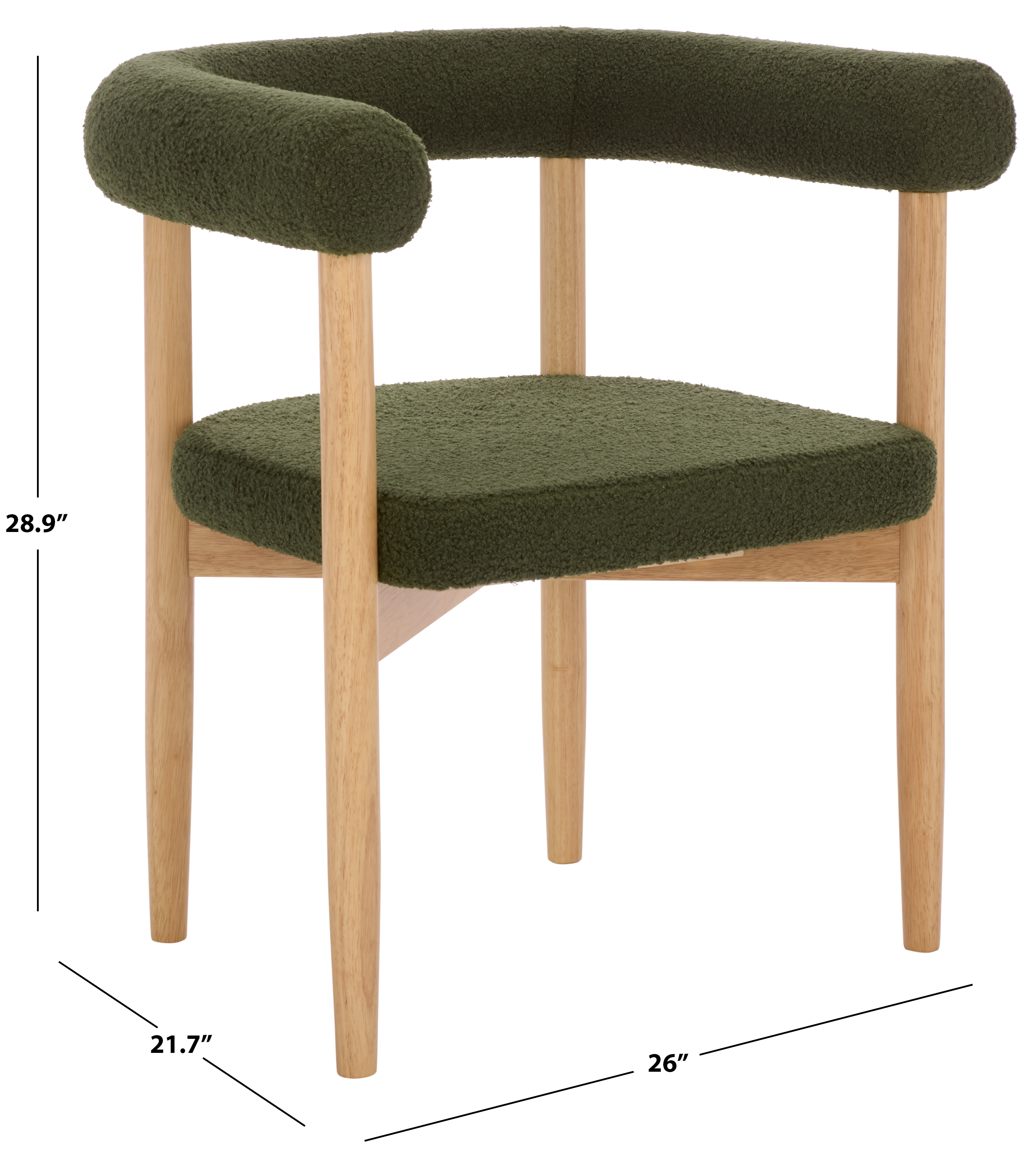 Safavieh Tomio Modern Wood and Fabric Dining Arm Chairs, Walnut / Dark Green