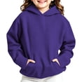 thumbnail image 2 of Piuwrlz Girls Fall Hood Sweatshirts Kids Plain Hoodies Long Sleeve Pullover Purple Size 11-12 Years, 2 of 10