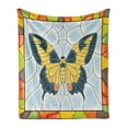 thumbnail image 1 of Butterflies Soft Flannel Fleece Throw Blanket, Butterfly in Stained-Glass Window with Frame Wing Spring Garden Illustration, Cozy Plush for Indoor and Outdoor Use, 50" x 70", Multicolor, by Ambesonne, 1 of 5