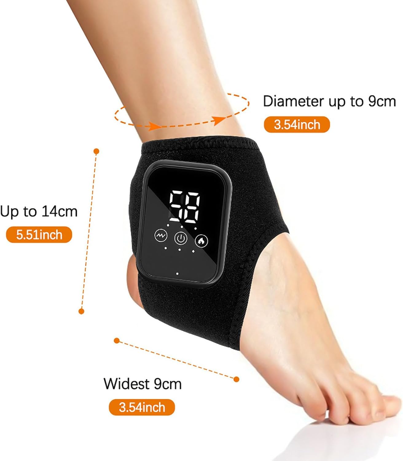 Massager,Heated Ankle Brace with Vibration,Cordless Ankle Massager with 3 Heating Levels 3 Vibration Modes,15 Minutes Automatic Shut-off,Fatigue Relieve for Left and Right Feet(1 pc)