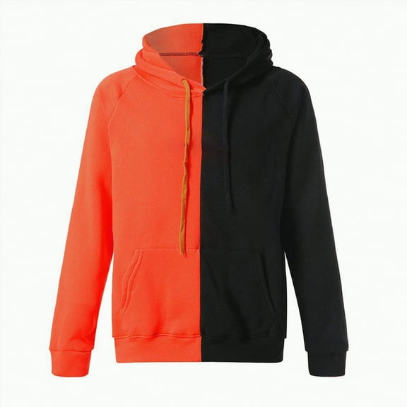 TOWED22 Mens Hoodies Sweatshirts Long Sleeve Fashion Pullover Hoodie with Pocket(Orange,XXL)