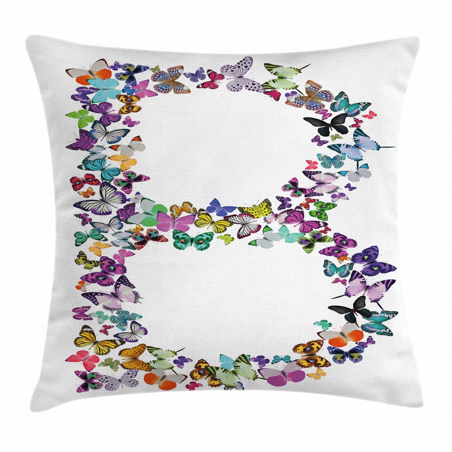 Letter B Throw Pillow Cushion Cover, Exoticism Beauty Fragility Theme