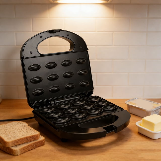 12 Máquina Para Hacer Moldes Para Galletas De Nueces Antiadherente Calentamiento De Doble Cara Mini Para Hacer Pan De Gofre Para Eléctrica Tostadora Multifuncional