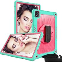 SOATUTO for TCL TABMAX/TCL TAB 10 NXTPAPER 5G 10.4"with 360° Kickstand/Shoulder and Hand Strap Shockproof Kids Friendly Case for Nokia T20/Nokia T21/TCL Tab Pro 5G 9198S 10.36 inch(Green Pink)