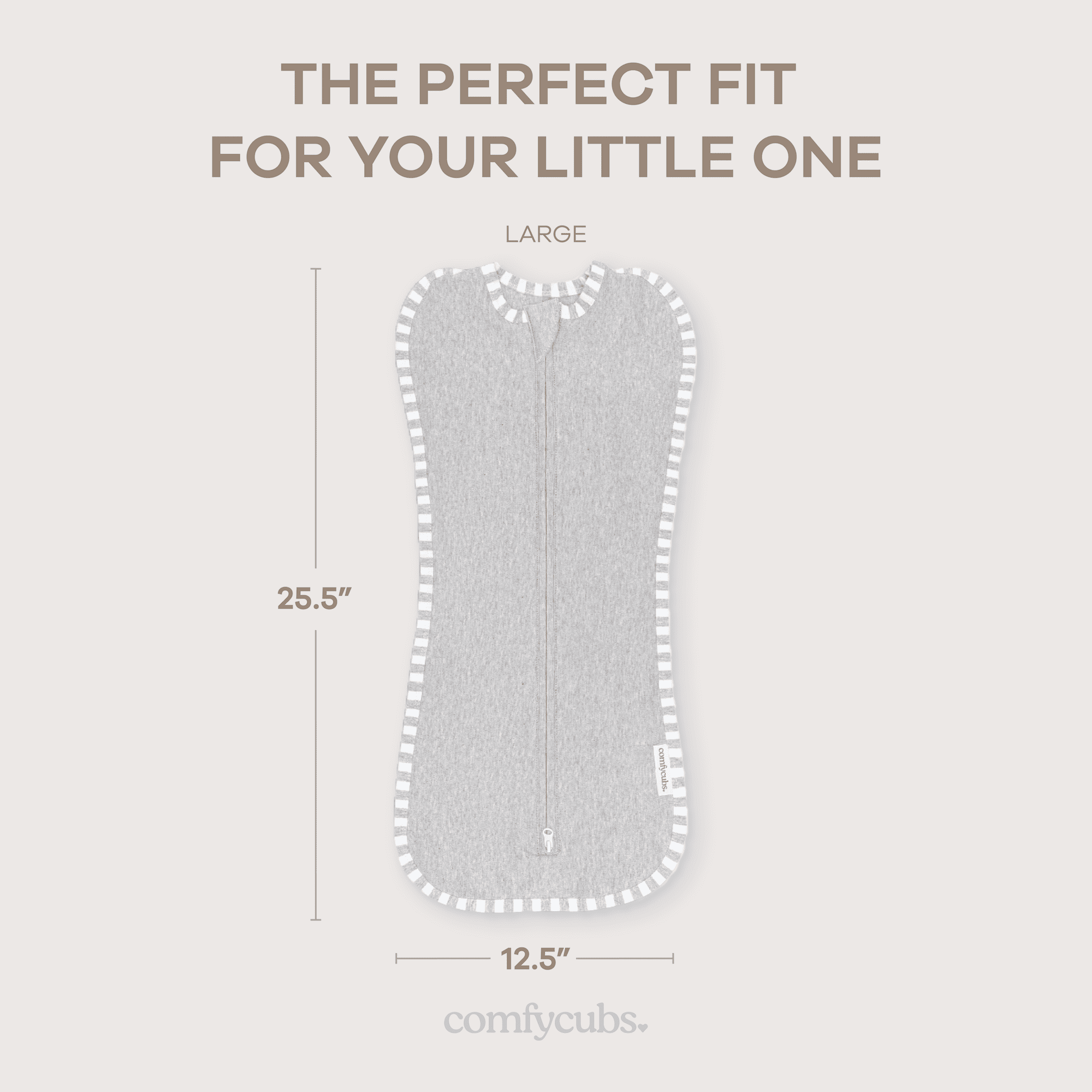 Comfy Cubs Swaddle Blanket Baby Girl Boy Easy Zipper Wrap 2 Pack Infant (Large 3-6 Months, Grey)