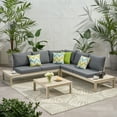 thumbnail image 2 of Noble House Arlington 4 Piece Outdoor Acacia Wood Sectional Sofa Set in Gray, 2 of 12