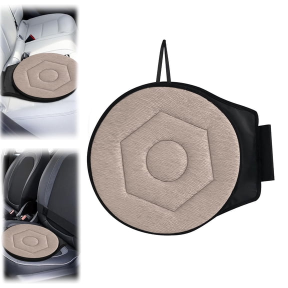 Beige Rotating Car Seat Cushion, 360 Swivel Mobility Aid Pad, 1 Count 15.7 Inch, Anti EVA Turnout Foam Mat For Elderly Pregnant Senior, Auto Entry Exit Assistance Turning Transfer